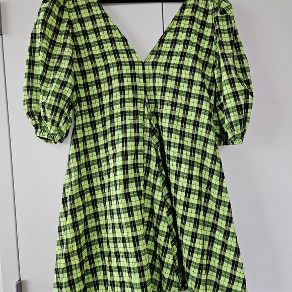 Ganni Green Seersucker Dress EU 38 - Picture 7 of 10